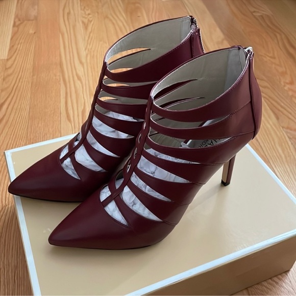 Michael Kors Burgundy Leather Booties, Size 10 - Picture 14 of 16
